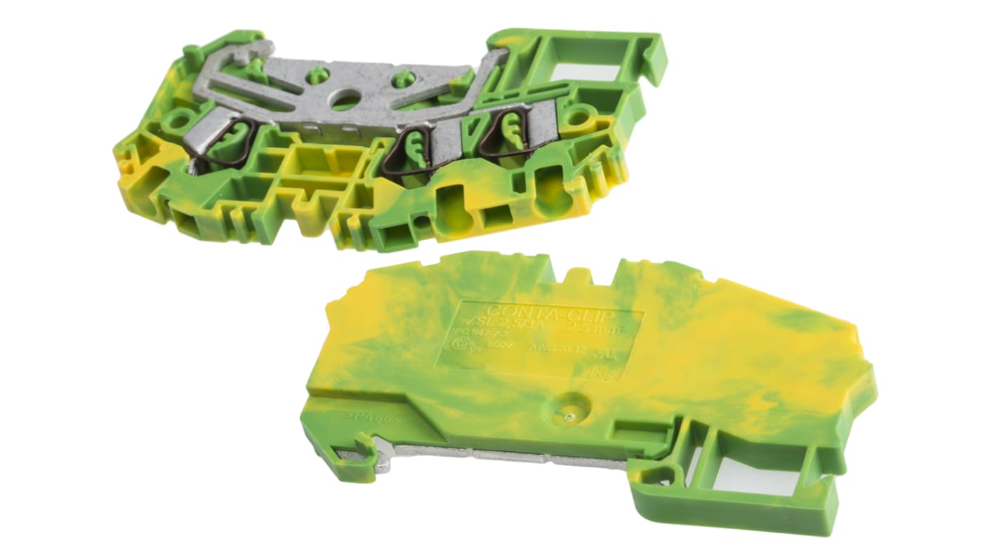 RS PRO Green/Yellow, 2.5mm², Single-Level, Spring Clamp Termination