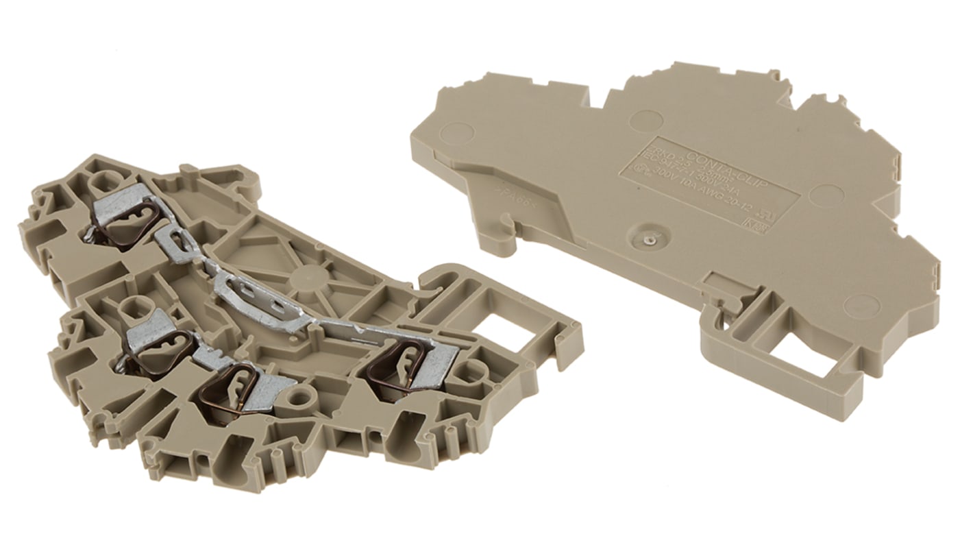 RS PRO Grey, 2.5mm², Double-Level, Spring Clamp Termination