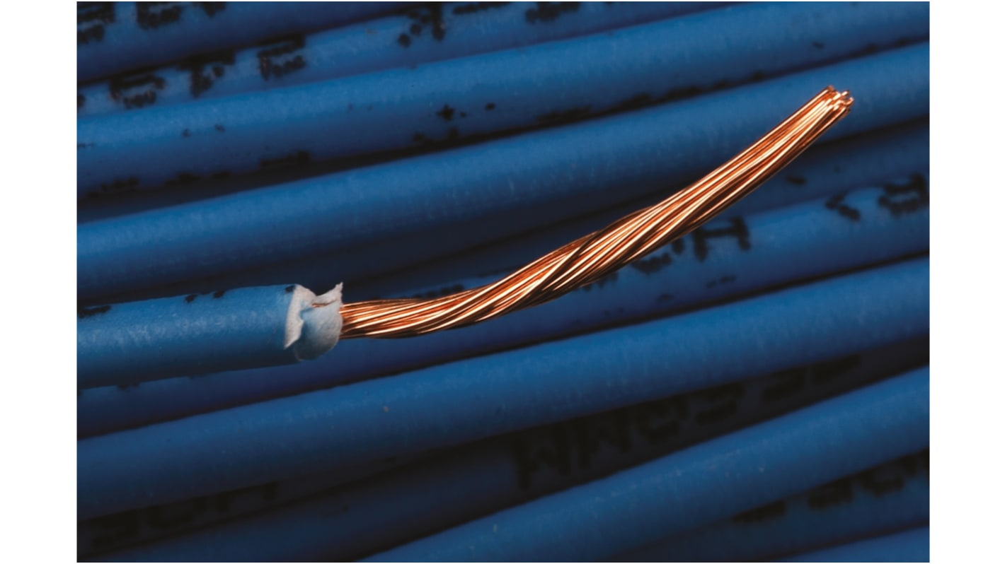 RS PRO Blue 0.75mm² Hook Up Wire, 18 AWG, 24/0.2 mm, 100m, Zero Halogen Insulation