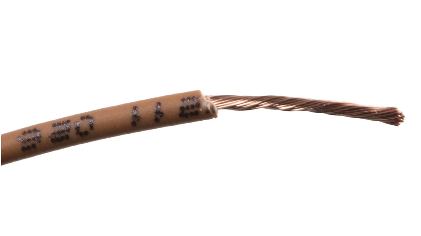 RS PRO Brown 0.75mm² Hook Up Wire, 18 AWG, 24/0.2 mm, 100m, Zero Halogen Insulation
