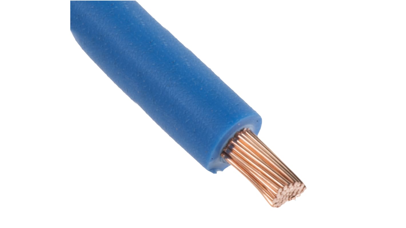 RS PRO Einzeladerleitung 2,5 mm², 13 AWG 100m Blau Halogenfrei isoliert Ø 3.25mm 50/0,25 mm Litzen 2491B