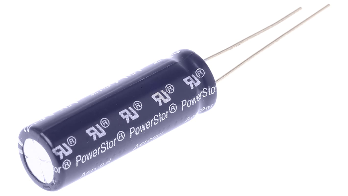 Supercondensador Eaton, 10F, -10 → +30%, 2.5V dc, Montaje en orificio pasante, 60mΩ