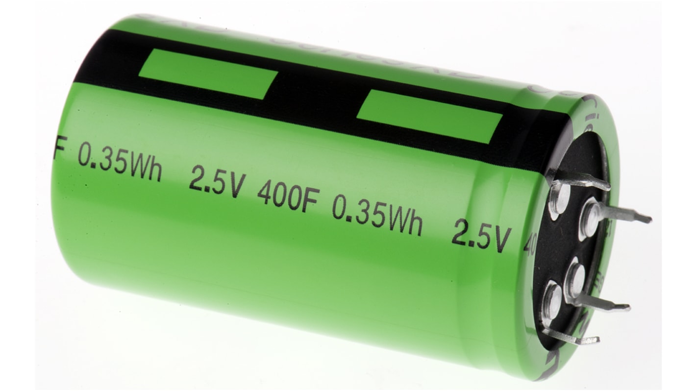 Eaton 400F Supercapacitor ±10% Tolerance, 2.5V dc, Through Hole