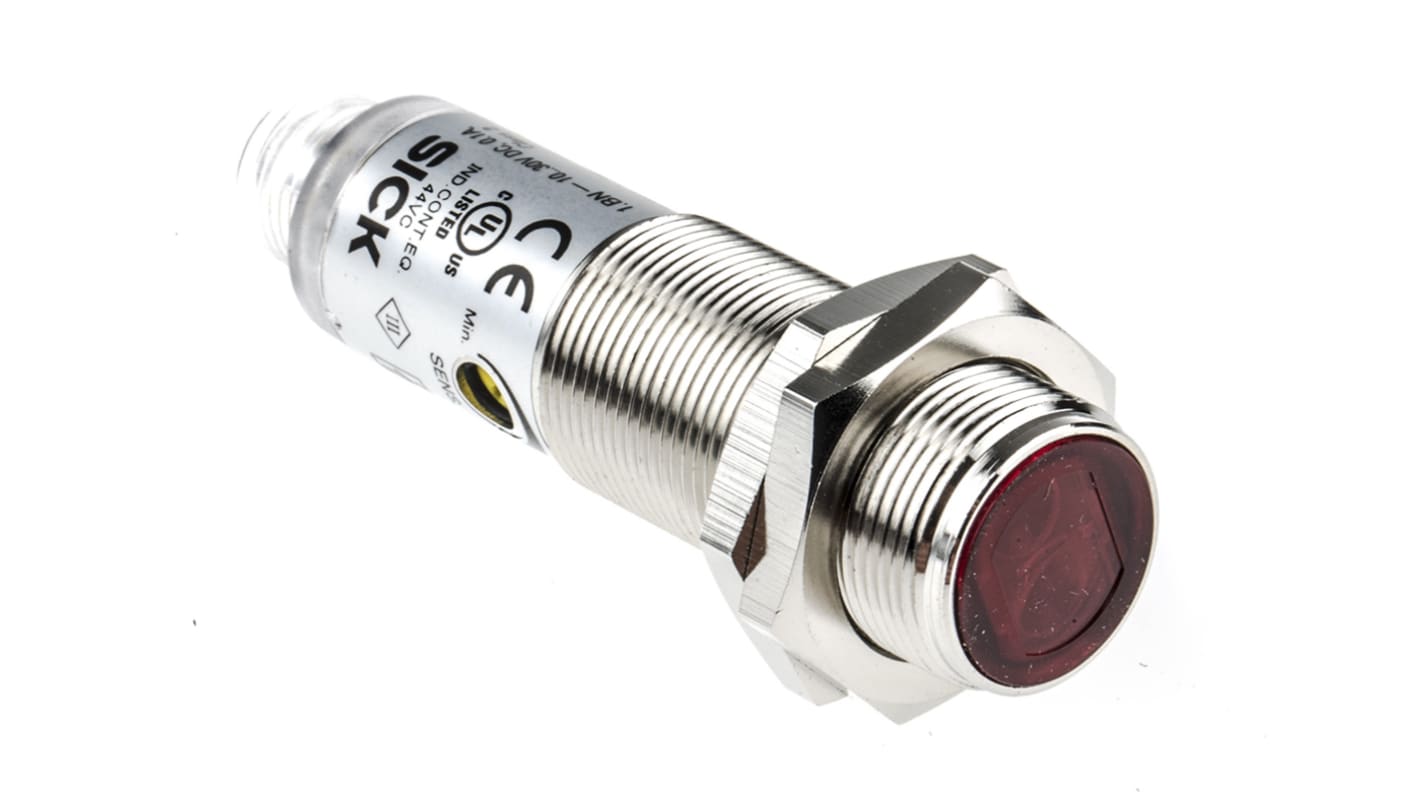 Rs-Online Sensore fotoelettrico Cilindrico SICK a retroriflessione rilevamento 50 mm → 7 m. uscita PNP