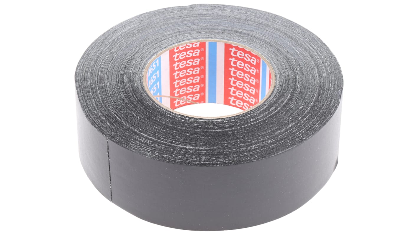 Tesa Acrylic Coated Black Cloth Tape, 50mm x 50m, 0.31mm Thick