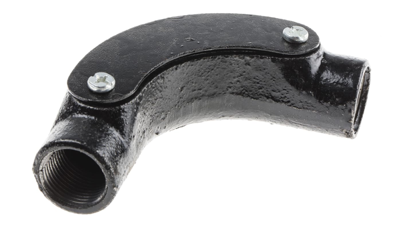RS PRO Inspection Bend, Conduit Fitting, 20mm Nominal Size, Steel, Black