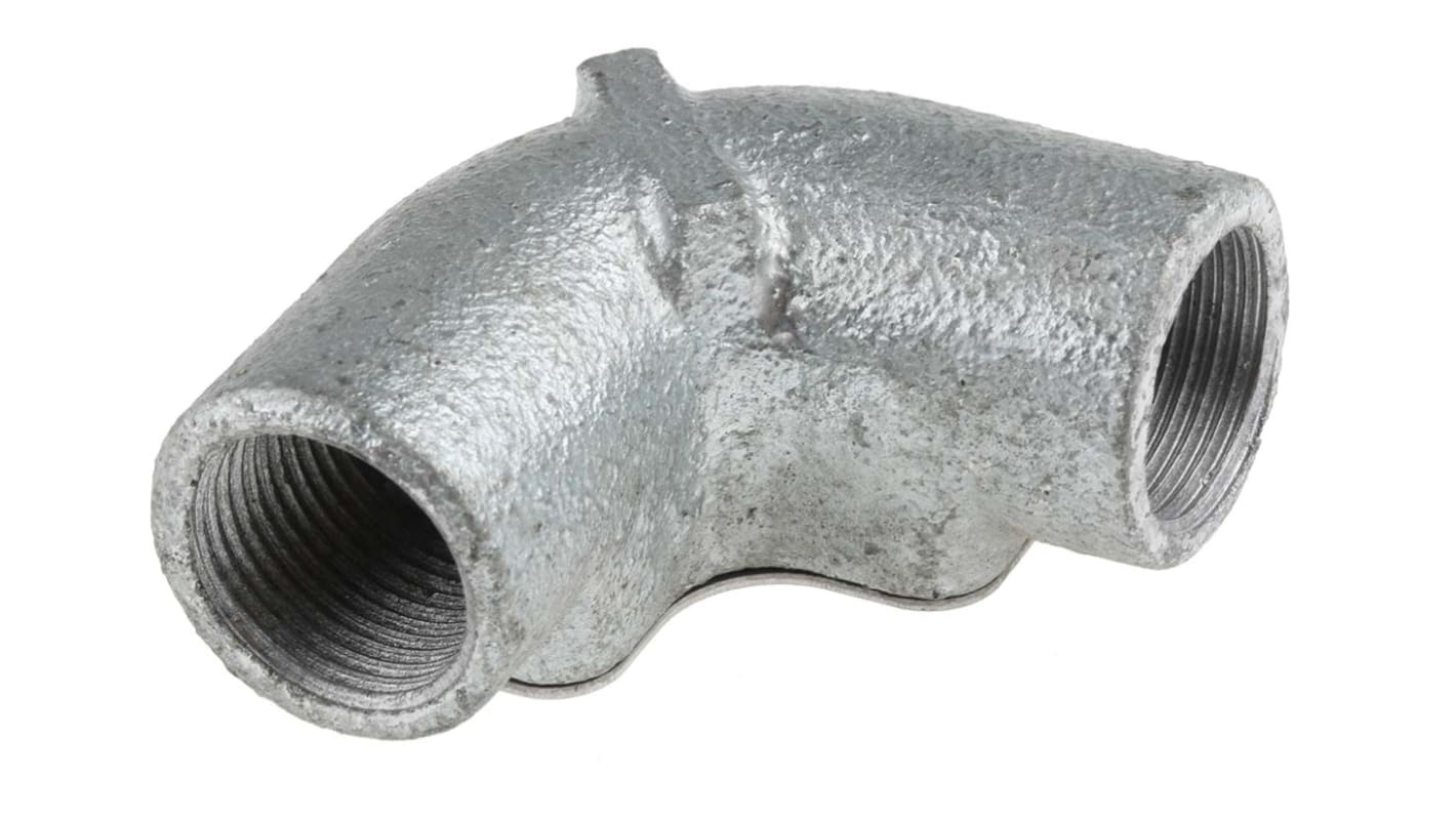 Raccordo per cavi RS PRO, Gomito ispezionabile in Acciaio Galvanizzato, Argento, 20mm