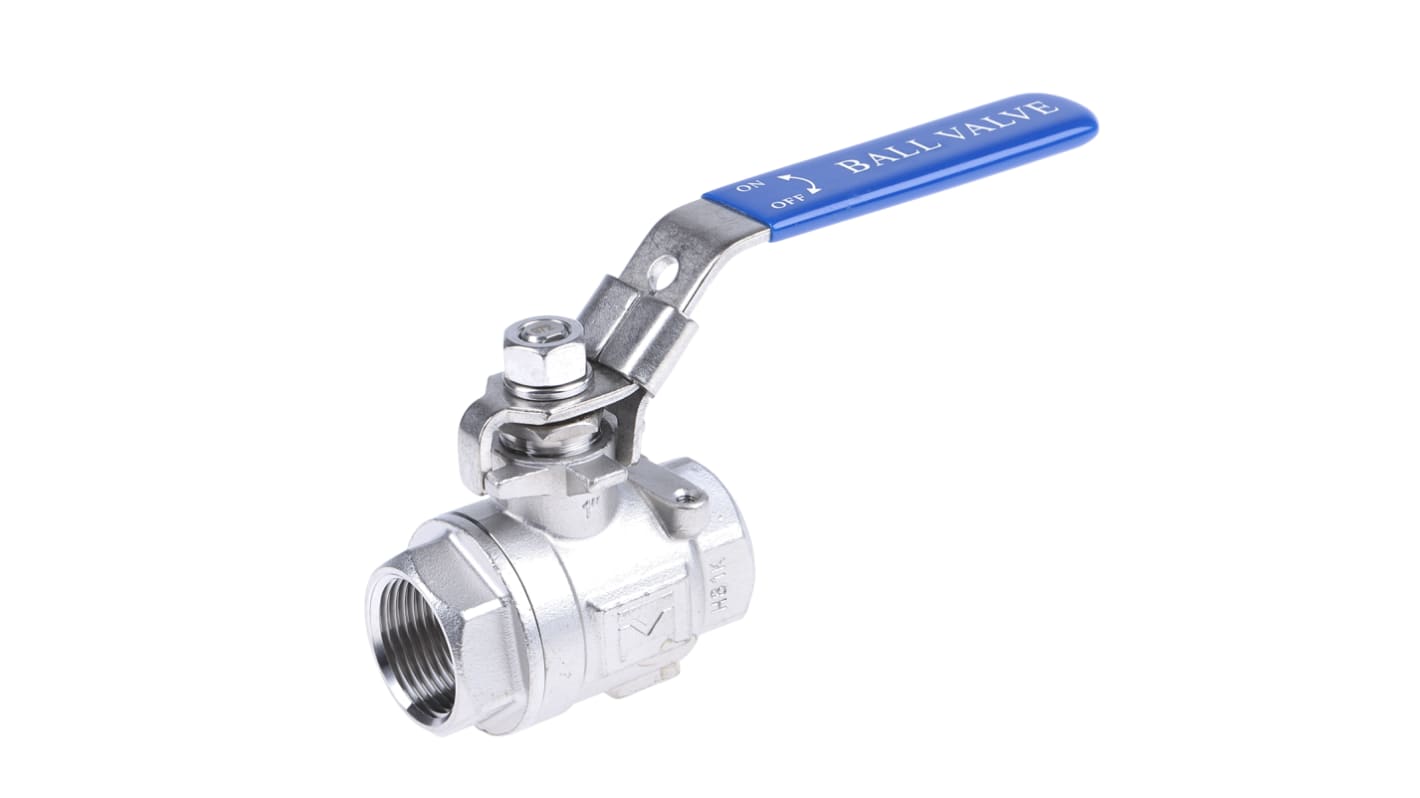 RS PRO Stainless Steel Full Bore, 2 Way, Ball Valve, Threaded, BSPP 1in
