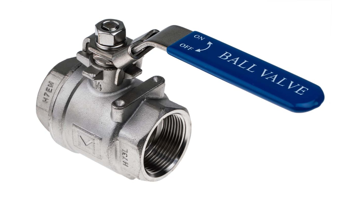 RS PRO Stainless Steel Full Bore, 2 Way, Ball Valve, BSPP 1 1/4in