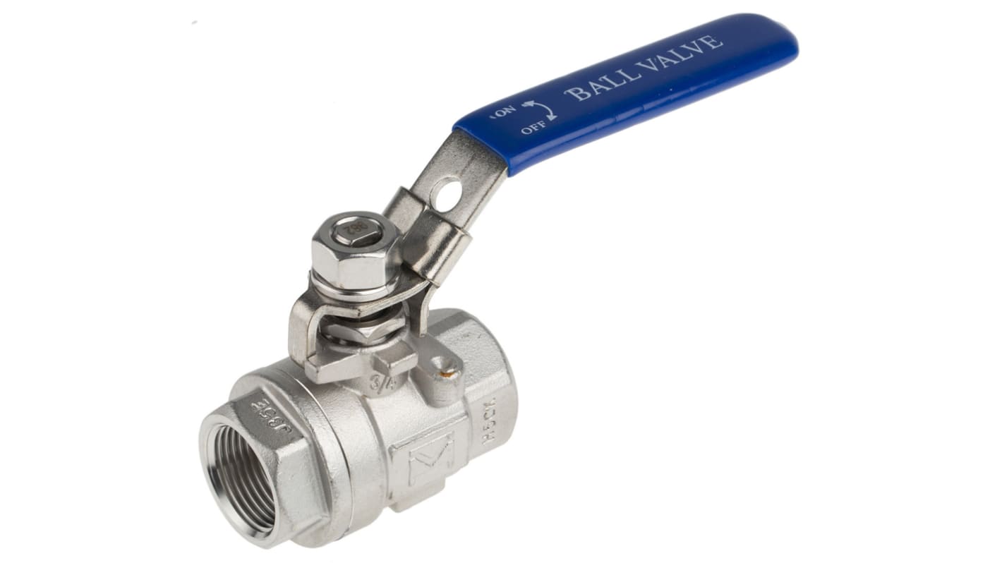 RS PRO Stainless Steel Full Bore, 2 Way, Ball Valve, Threaded, BSPP 3/4in