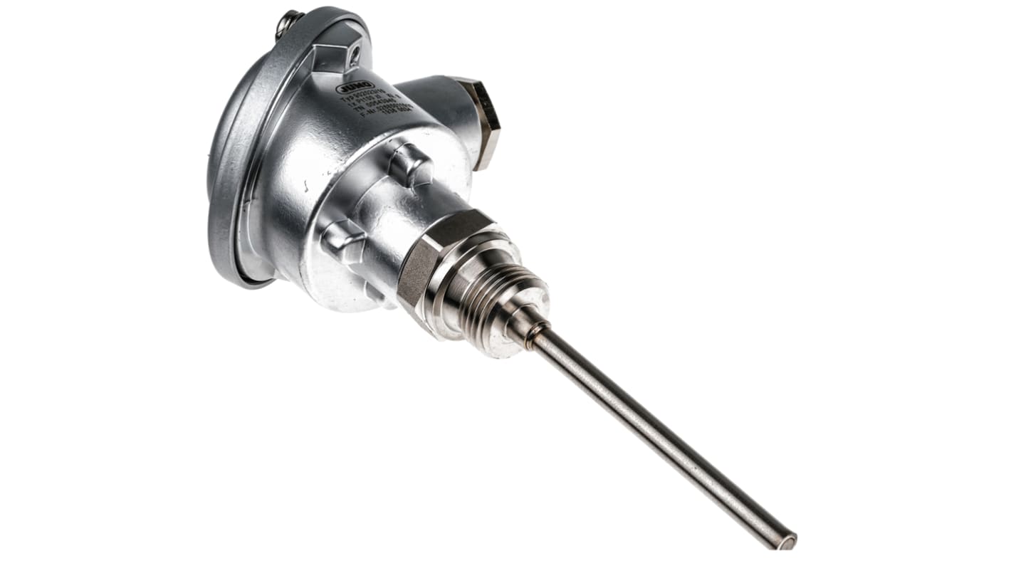 Jumo PT100 Temperature Sensor, 6mm Dia, 100mm Long, +200°C Max