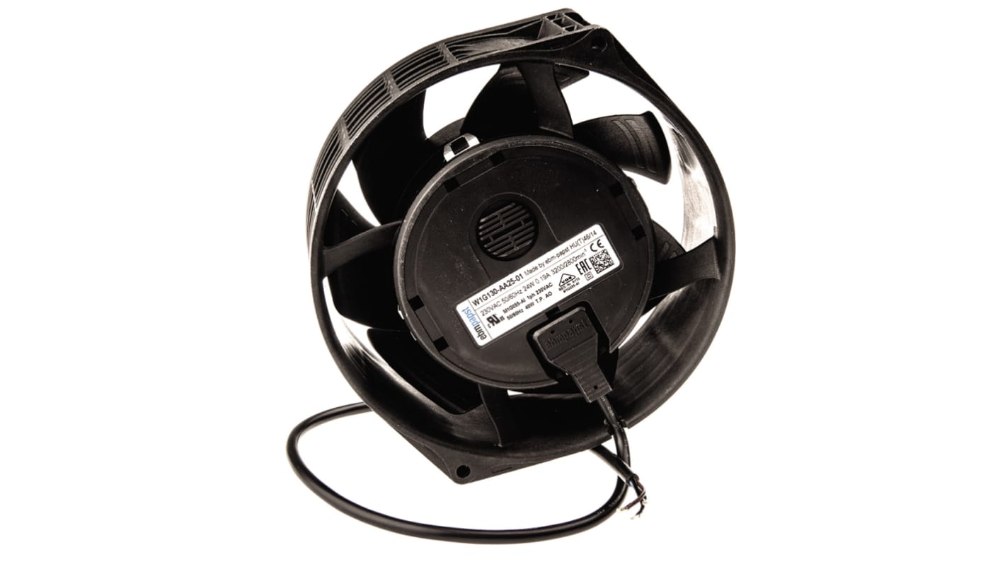 ebm-papst W1G130 Series Axial Fan, 230 V ac, AC Operation, 370m³/h, 25W, IP54, 150 x 57mm