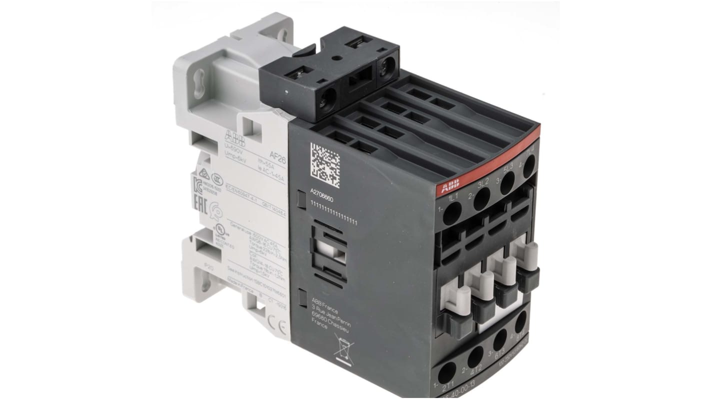 Contattore ABB, serie AF, 4 poli, 4 NA, 45 A, 11 kW, bobina 230 V ca