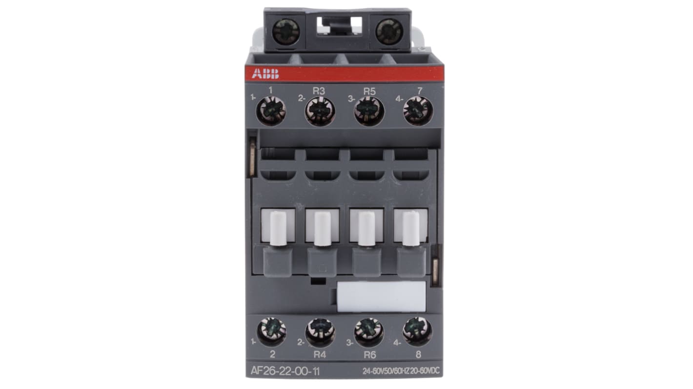 Contactor ABB AF26-22-00-11 AF de 4 polos, 2 NA + 2 NC, 45 A, bobina 24 V ac / dc, 11 kW