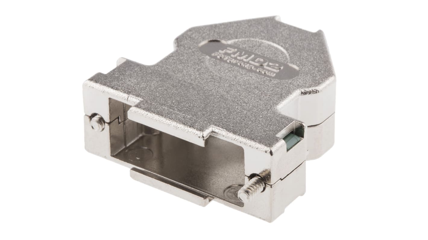 FCT from Molex FMD Series Die Cast Zinc Angled D Sub Backshell, 15 Way, Strain Relief