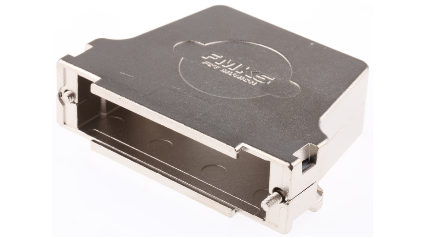 FCT - A MOLEX COMPANY FMK Series Die Cast Zinc Angled D Sub Backshell, 50 Way, Strain Relief