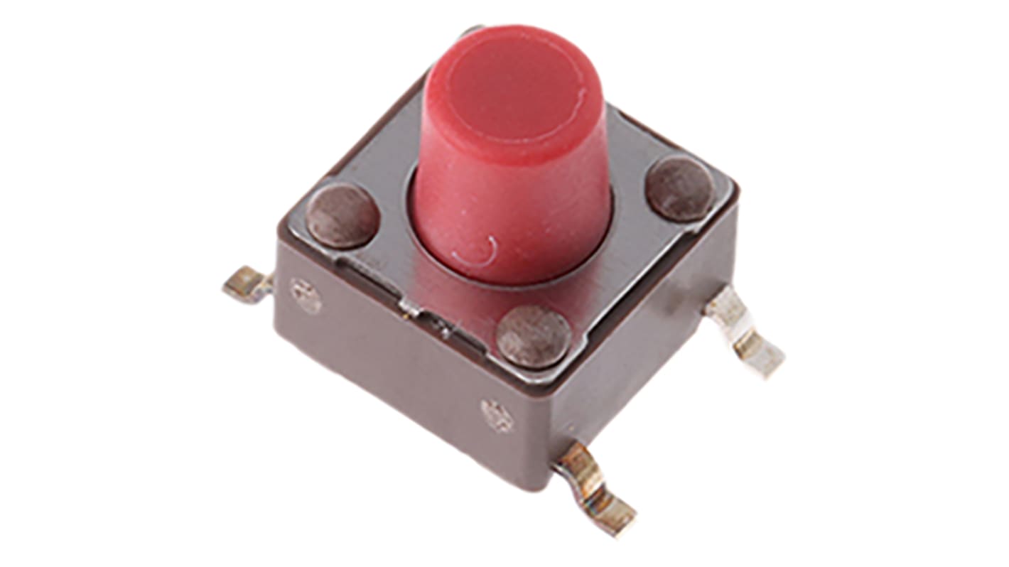Apem Red Stem Tactile Switch, SPST 50 mA @ 12 V dc 7mm Surface Mount
