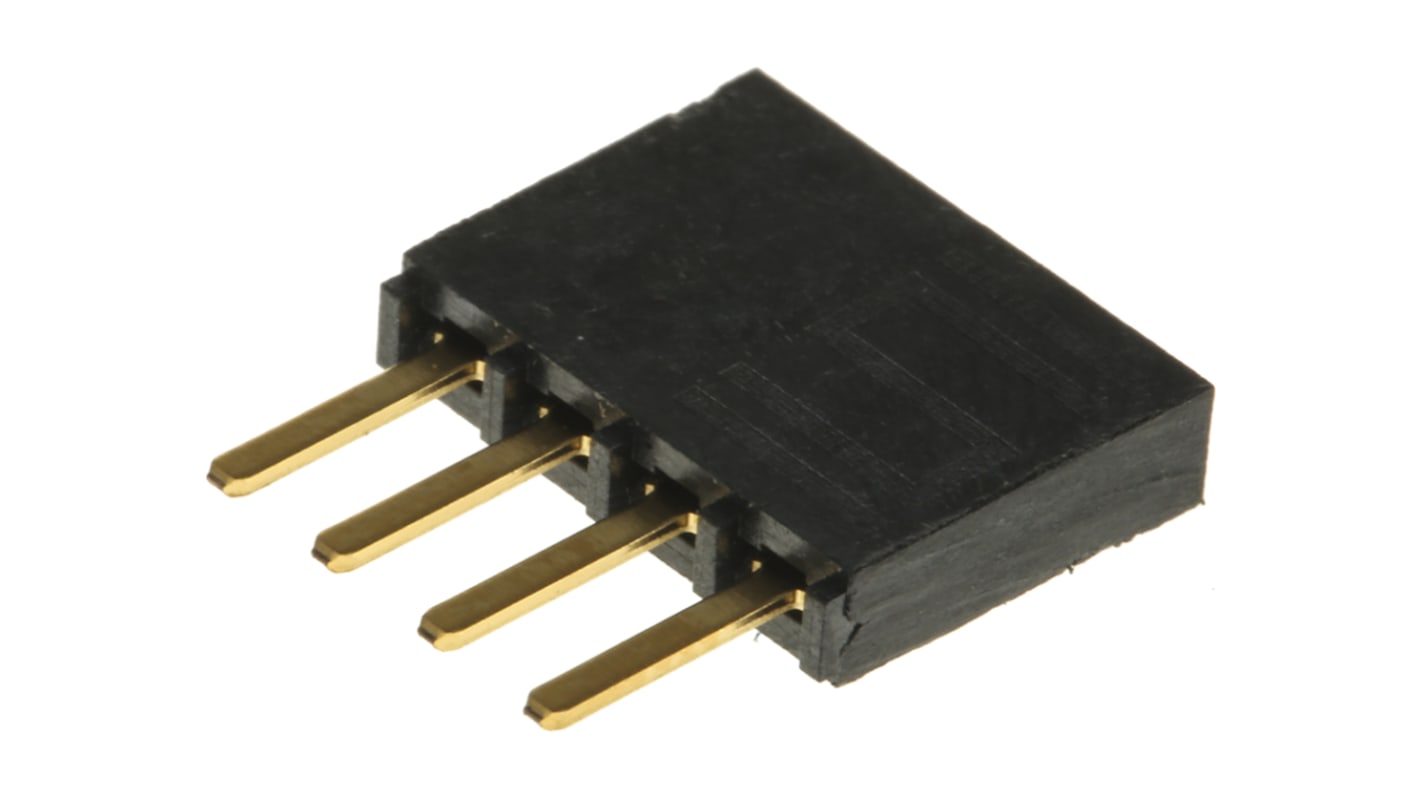 Samtec SSW Series Straight Through Hole Mount PCB Socket, 4-Contact, 1-Row, 2.54mm Pitch, Solder Termination