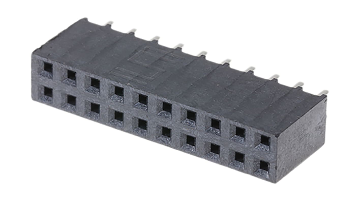 Samtec SSW Series Straight Through Hole Mount PCB Socket, 20-Contact, 2-Row, 2.54mm Pitch, Solder Termination