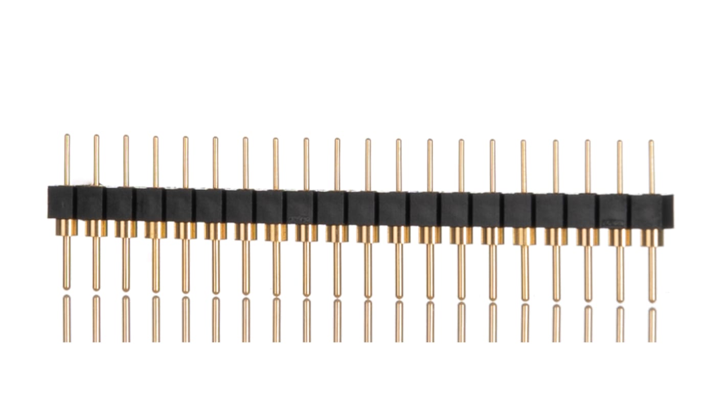 Samtec TS Series Straight Through Hole Pin Header, 20 Contact(s), 2.54mm Pitch, 1 Row(s), Unshrouded