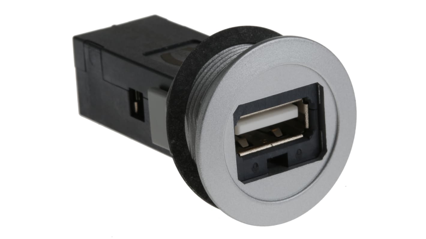 HARTING Straight, Panel Mount, Socket- Single Port Type A 2.0 USB Connector