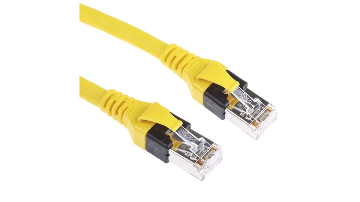 HARTING, 1m Cat6, Yellow RJ45 to Male RJ45 Male, SF/UTP Shielded, Terminated PUR Sheath