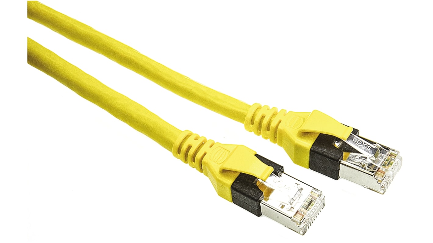 HARTING, 3m Cat6, Yellow RJ45 to Male RJ45 Male, SF/UTP Shielded, Terminated PUR Sheath