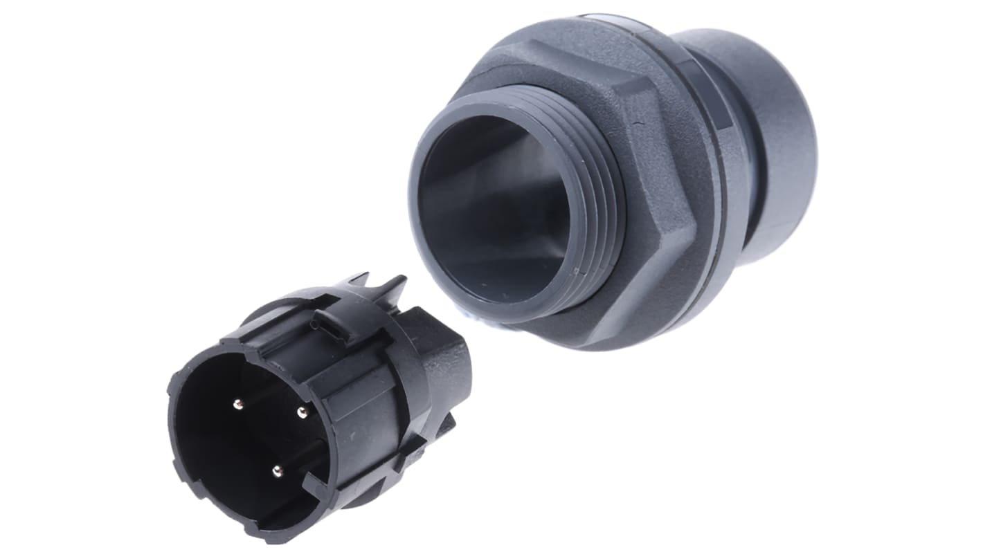 Bulgin 圆形连接器插头, 3芯, 正面安装, 螺钉端接, 16.0A, 277.0 v, IP66、IP68、IP69K, Buccaneer 6000系列