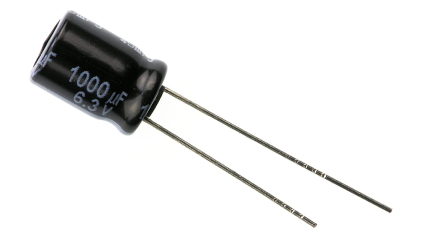 Panasonic 1000μF Aluminium Electrolytic Aluminium Electrolytic Capacitor 6.3V dc, Radial, Through Hole - EEUFR0J102