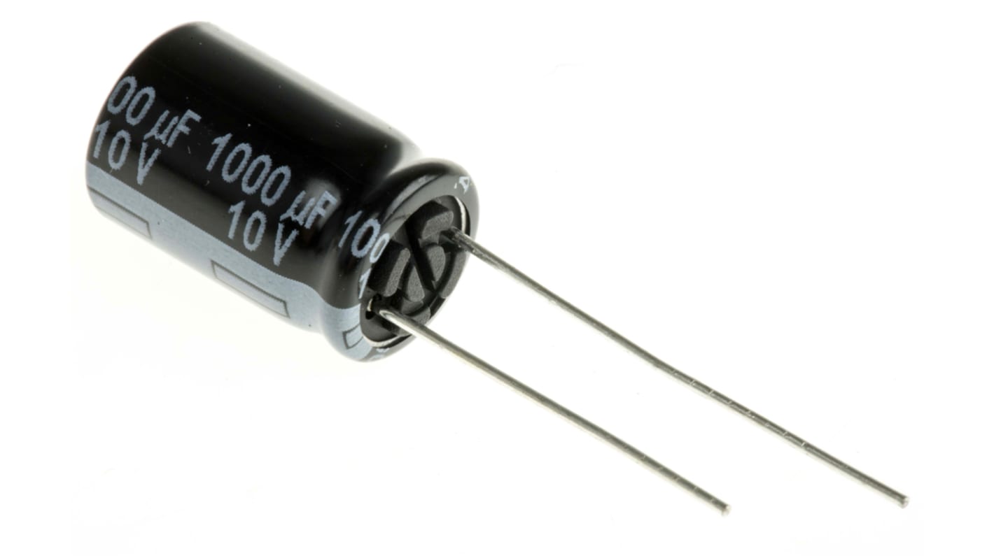 Condensatore Panasonic, serie FR, 1000μF, 10V cc, ±20%, +105°C, Radiale, Foro passante