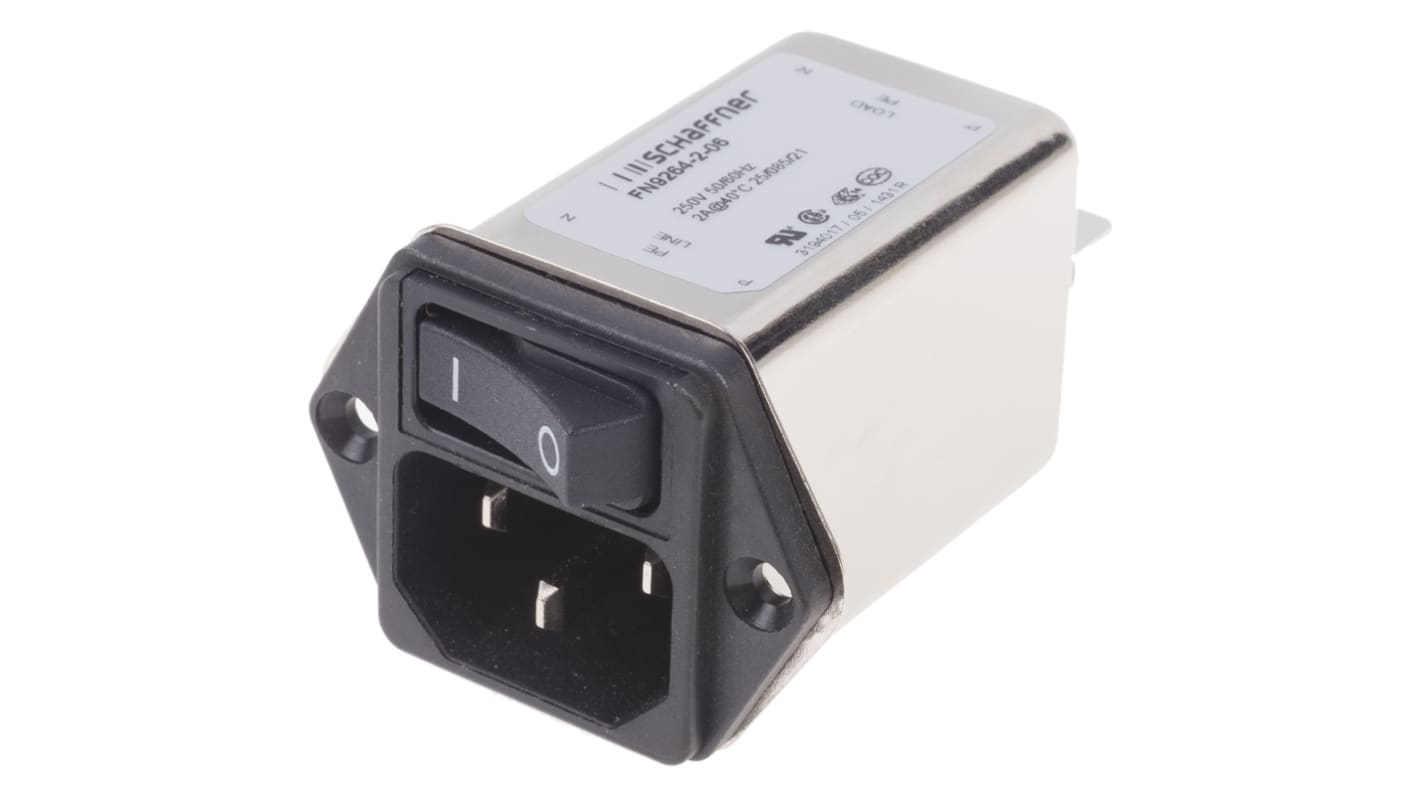 Schaffner IECインレット, 2A 250 V ac フランジマウント