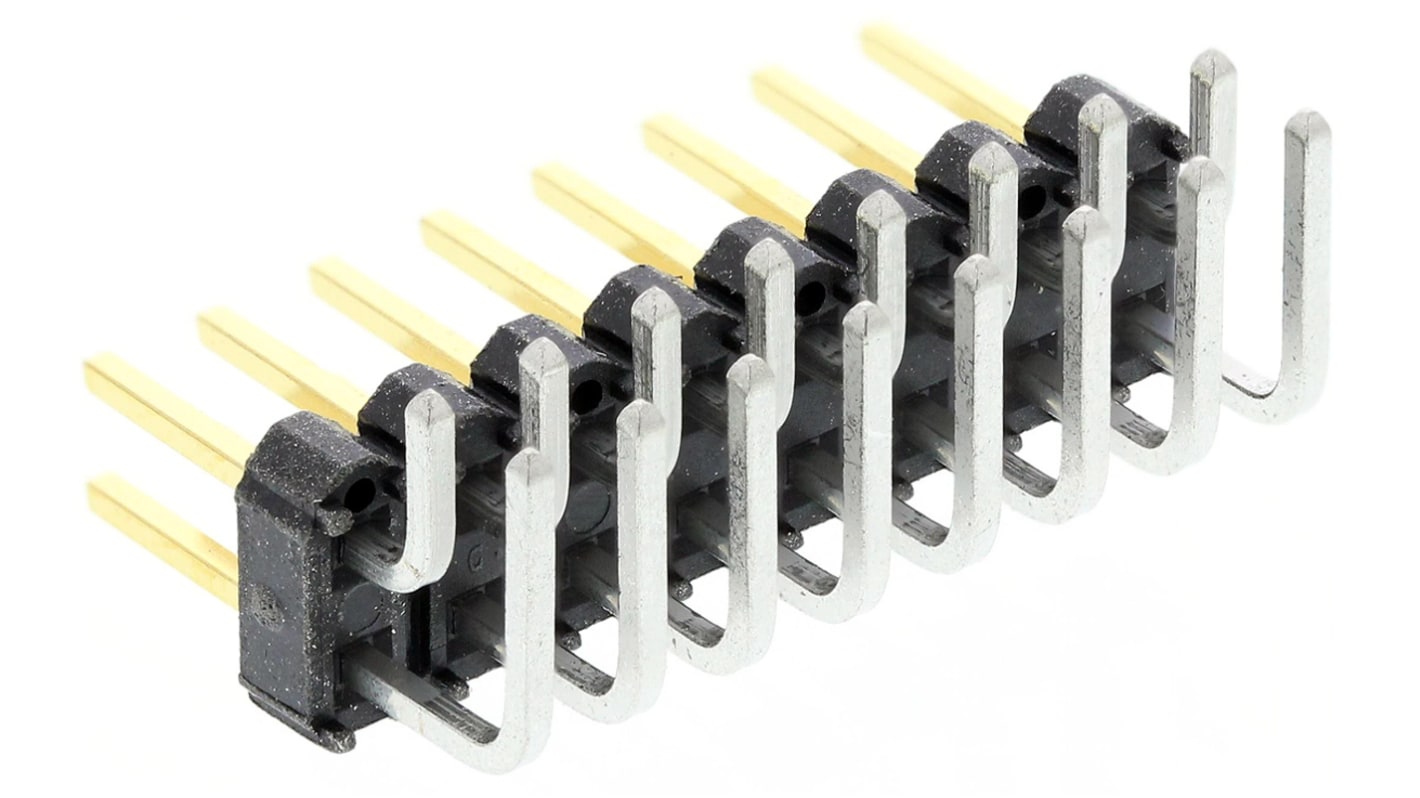 Samtec TSW Series Right Angle Through Hole Pin Header, 16 Contact(s), 2.54mm Pitch, 2 Row(s), Unshrouded