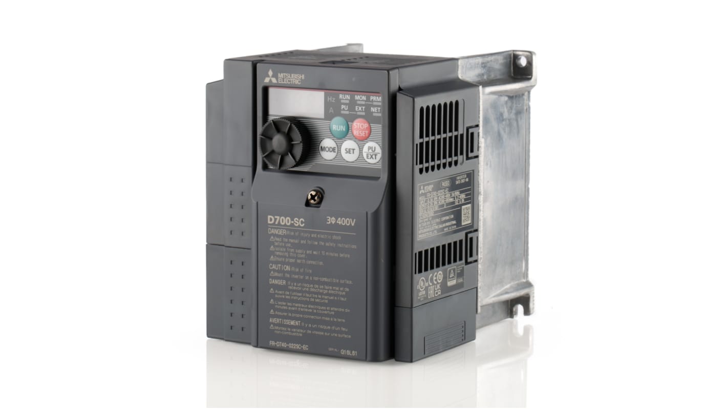 Mitsubishi Electric Inverter Drive, 1.5 kW, 3 Phase, 400 V ac, 3.6 A, FR-D740 Series