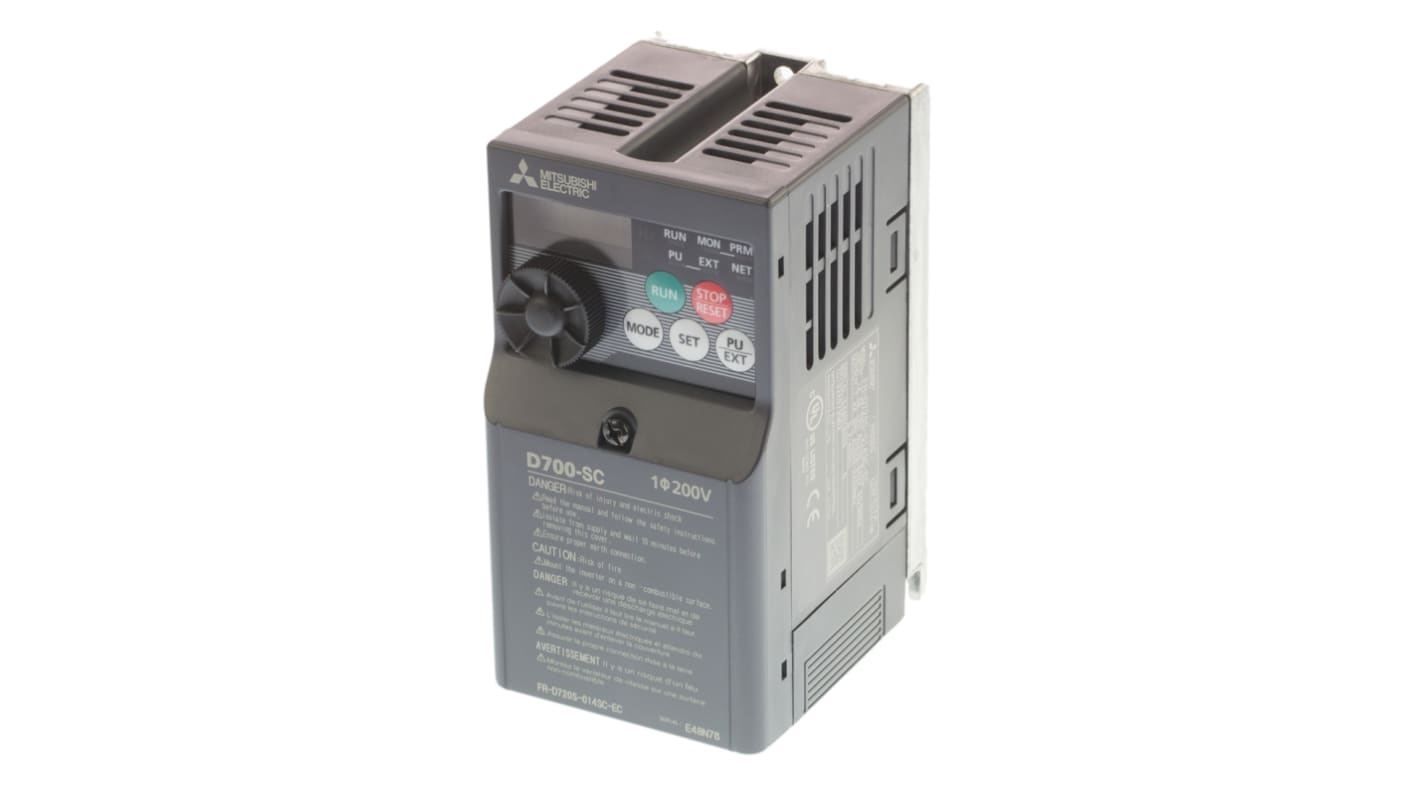 Mitsubishi Inverter Drive, 0.2 kW, 1 Phase, 230 V ac, 1.4 A, FR-D720S Series