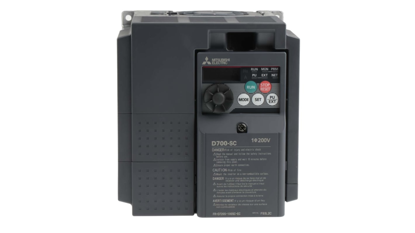 Mitsubishi FR-D720S 1-Phasen Frequenzumrichter 2,2 kW 230 V ac / 10 A 0.2 → 400Hz für Wechselstrommotoren