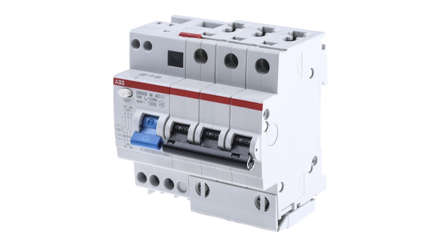 ABB 40A 3P RCBO, 30mA剩余电流动作断路器, DS203系列