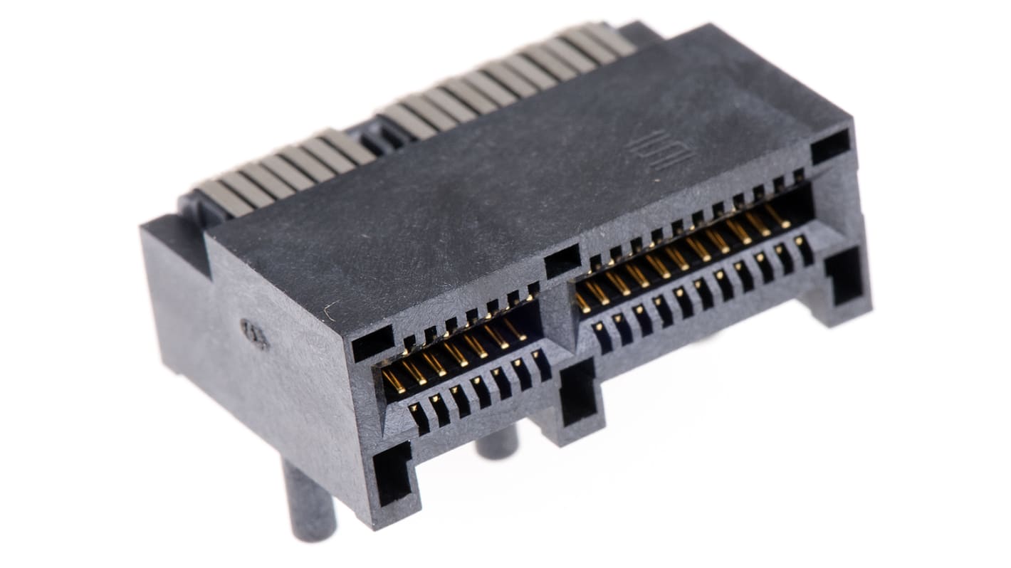 Samtec PCIE Series Right Angle Female Edge Connector, Through Hole Mount, 36-Contacts, 1mm Pitch, 2-Row, Solder