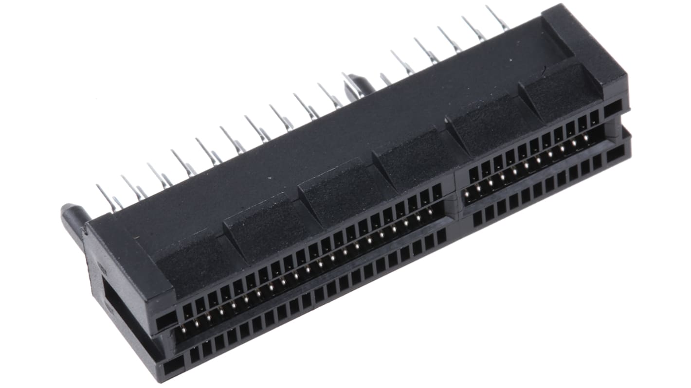 Samtec PCIE Series Female Edge Connector, Through Hole Mount, 64-Contacts, 1mm Pitch, 2-Row, Solder Termination