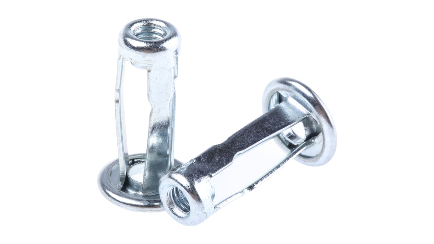 RS PRO Bright Zinc Plated, M4 Steel Threaded Insert, 11.89mm diameter 8.38mm Depth 21.36mm