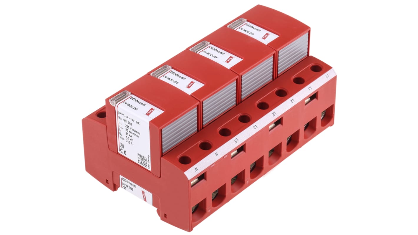 Dehn, DV Modular Surge Protector 255 V ac Maximum Voltage Rating 100kA Maximum Surge Current Lightning Arrester