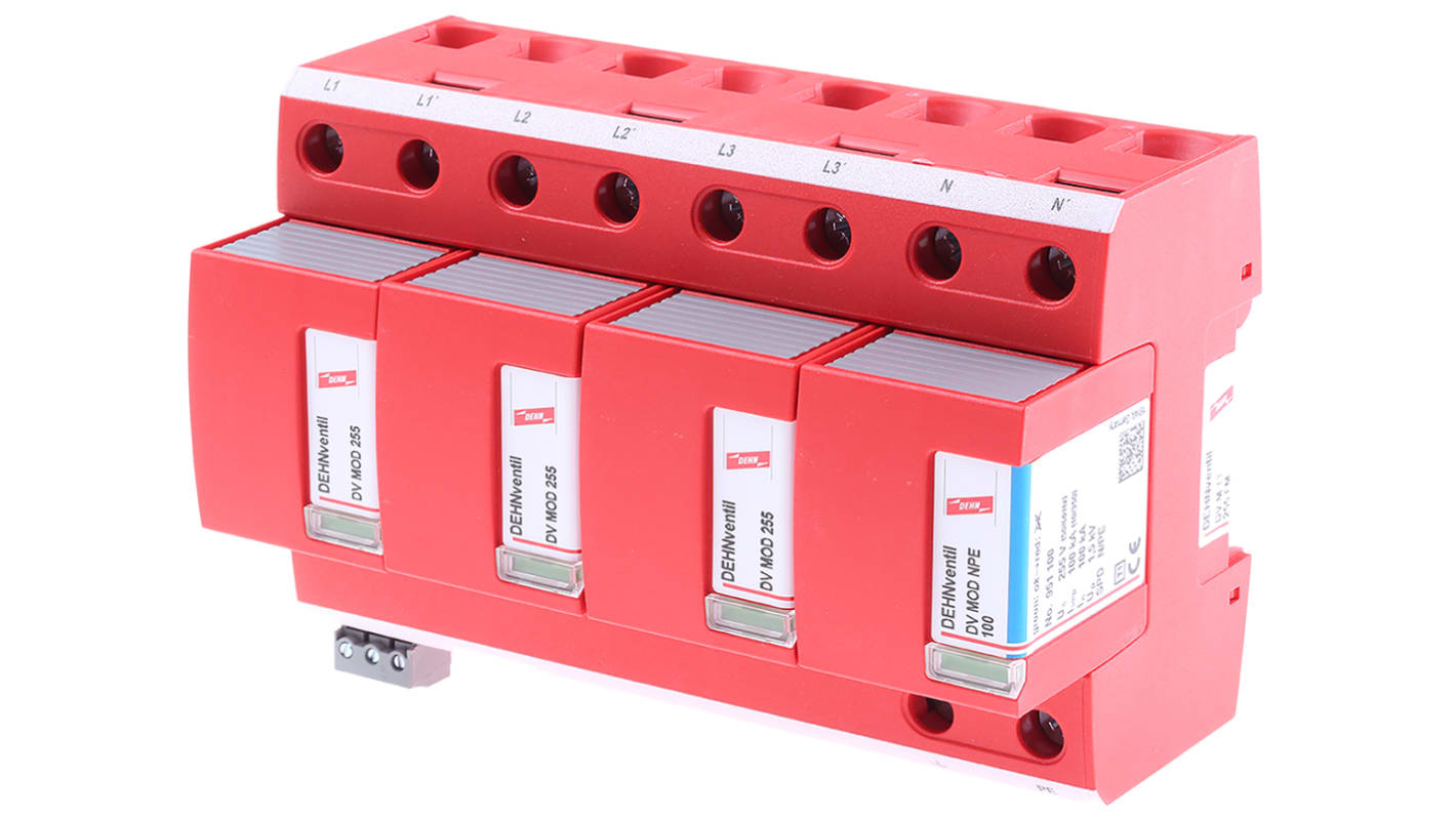 Dehn, DV Modular Surge Protector 255 V ac Maximum Voltage Rating 100kA Maximum Surge Current Lightning Arrester