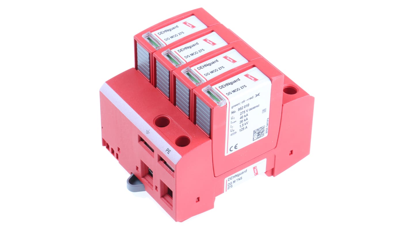 Dehn, DG Modular Surge Protector 275 V ac Maximum Voltage Rating 40kA Maximum Surge Current Type 2 Arrester