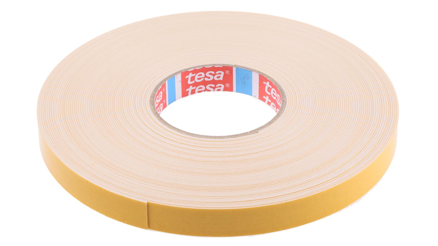 Nastro adesivo in schiuma Biadesivo in Schiuma in PE espanso Tesa 4957, 19.0mm x 25.0m x 1.0mm, Bianco, 4 N/cm