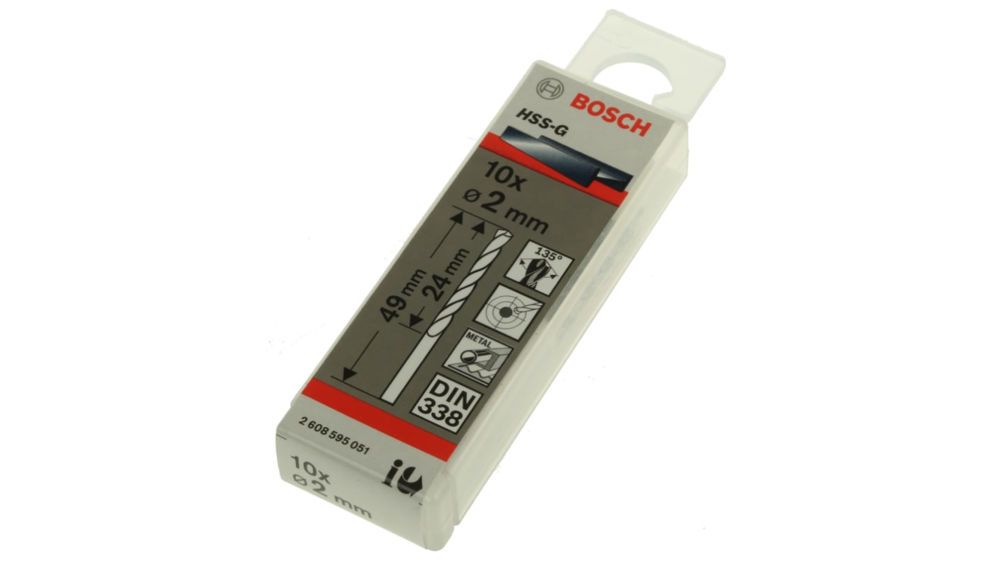 Bosch HSS-G Spiralbohrer 2mm x 49 mm, 10 Stück