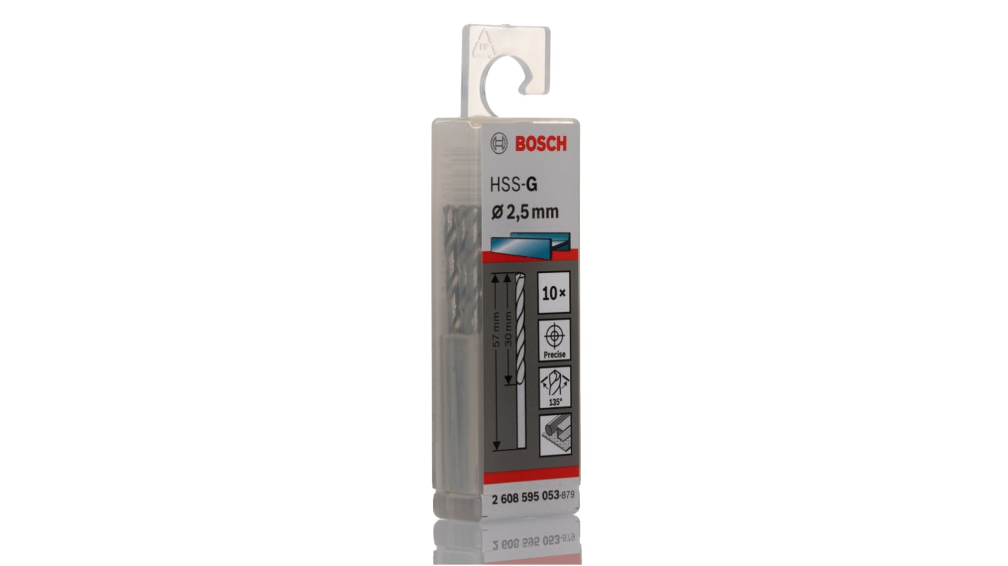ツイストドリルビット Bosch 57 mm HSS-G 直径2.5mm シャンクサイズ2.5mm
