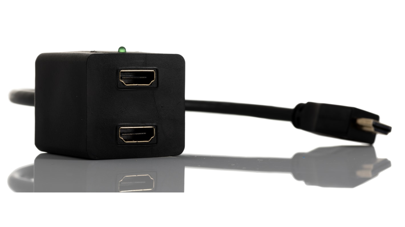 Cable HDMI Negro RS PRO, con. A: HDMI Macho, con. B: 2 HDMI Hembra, long. 30cm