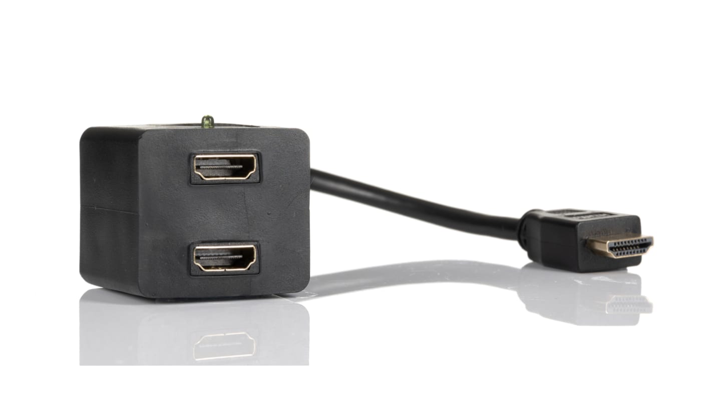 Cable HDMI Negro RS PRO con. A HDMI Macho con. B 2 HDMI Hembra long. 30cm RS