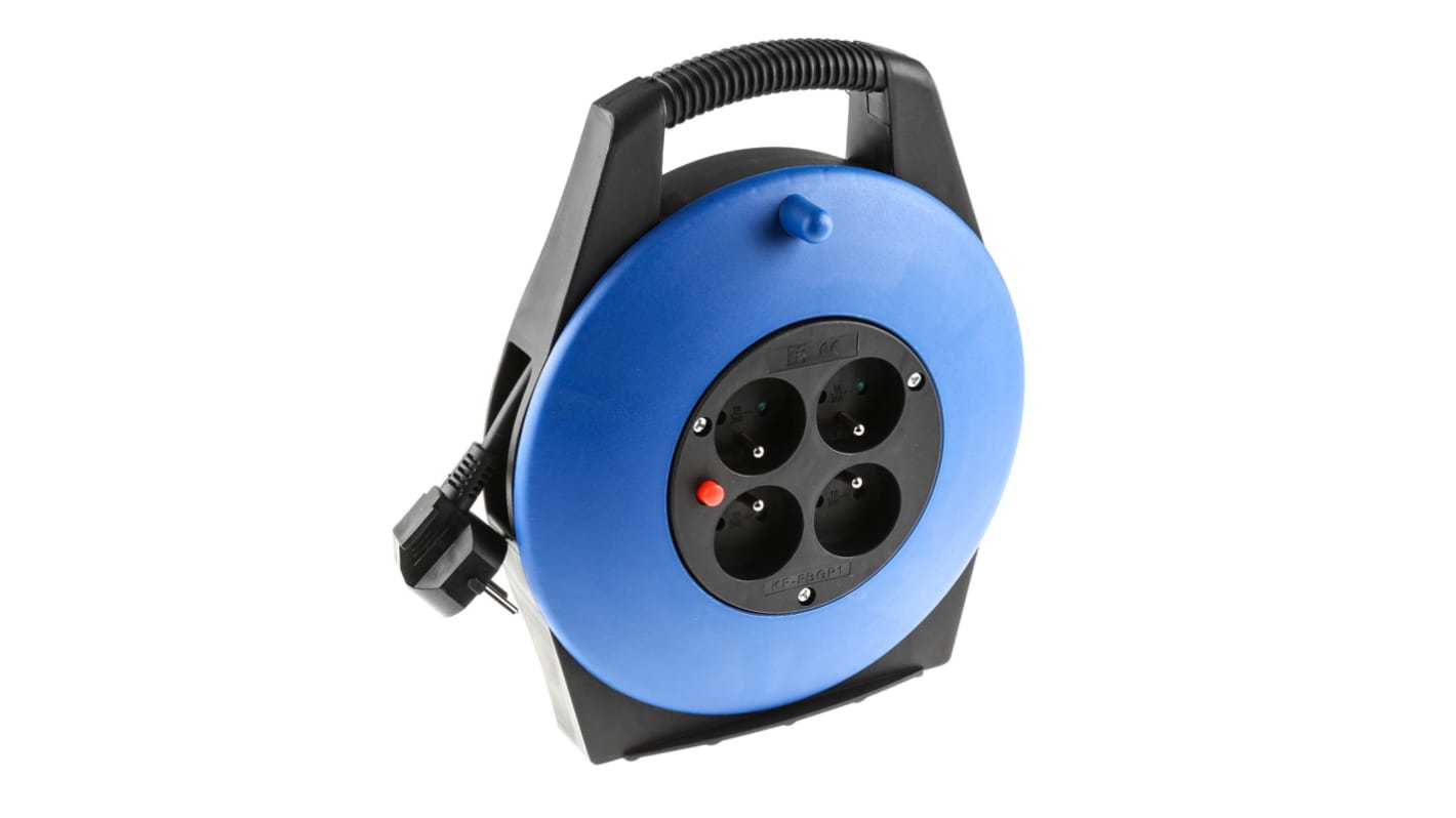 RS PRO 10m 4 Socket Type E - French Cable Reel Semi-enclosed Reel, 230 V ac