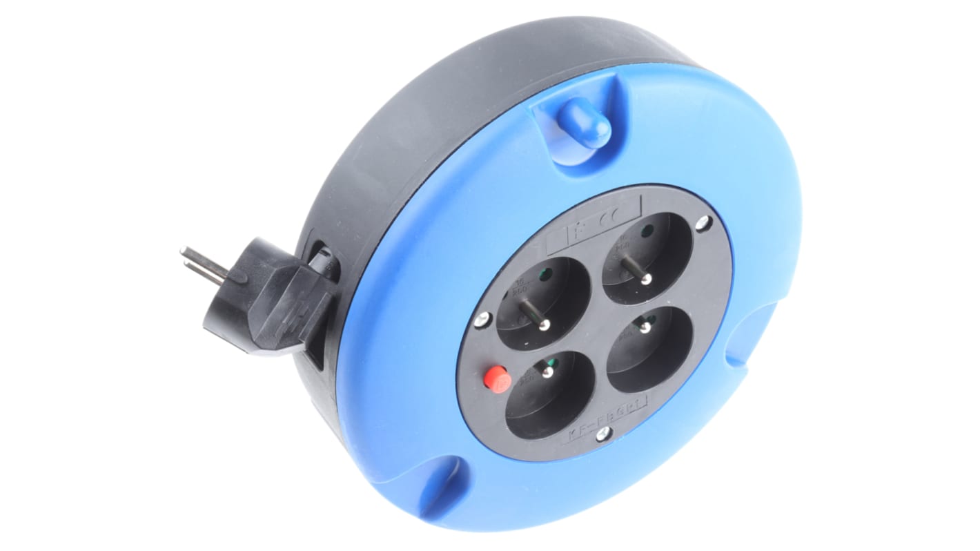RS PRO 5m 4 Socket Type E - French Cable Reel Cassette Reel, 230 V ac