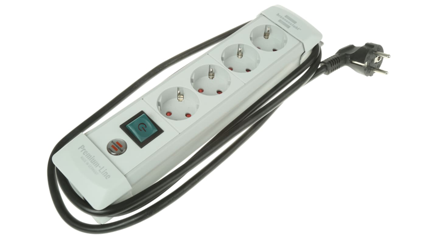brennenstuhl 1.8m 4 Socket Type F - German Schuko Extension Lead, 230 V, IP20